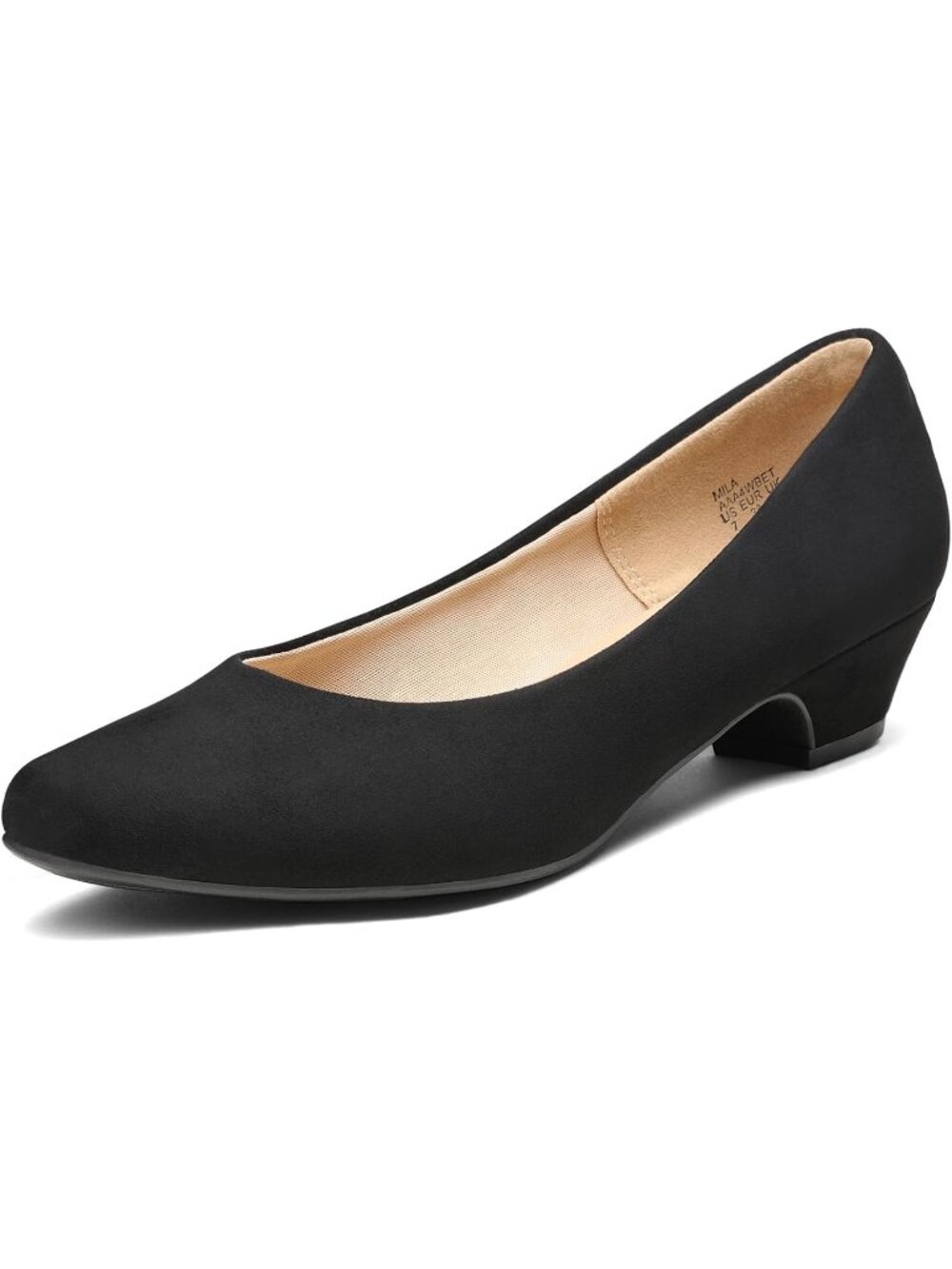Dream Pairs Women's Black Suede Round Toe Low Chunky Block Heel Pump Dress Shoes